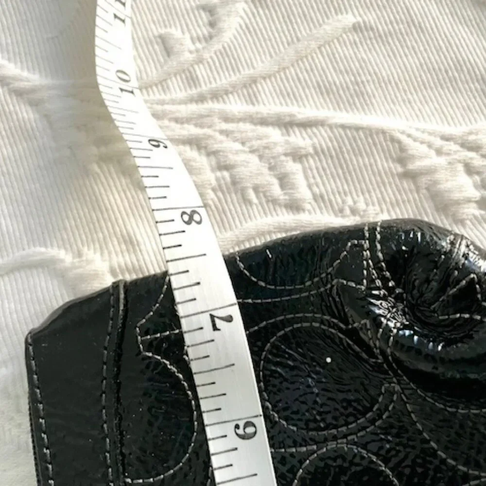 Coach Black Patent Leather Signature C Bag Purse Clutch Wristlet